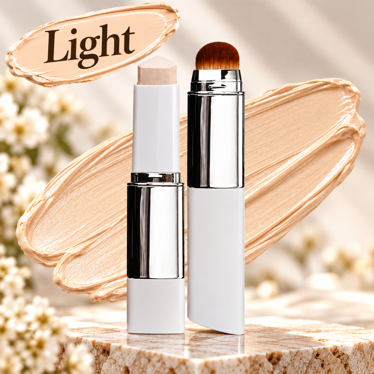 Koreansk Återfuktande 2-i-1 Color-changing Foundation Stick med borste
