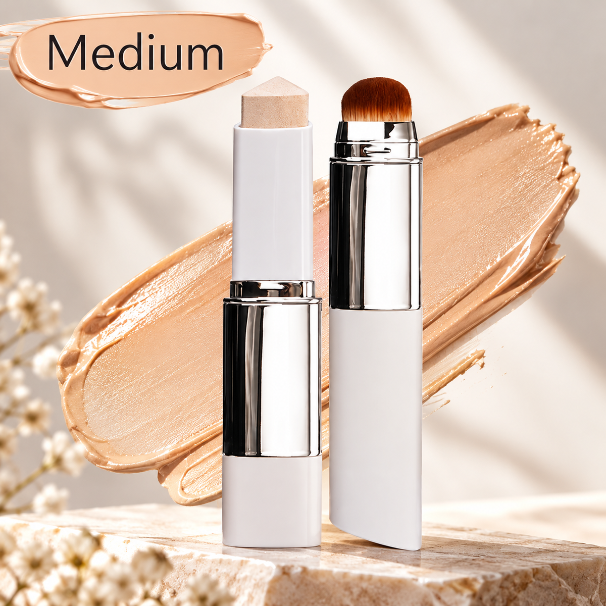 Koreansk Återfuktande 2-i-1 Color-changing Foundation Stick med borste
